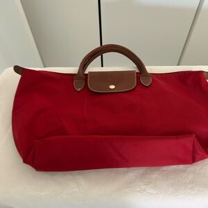 Longchamp Red and Brown Tote Bag